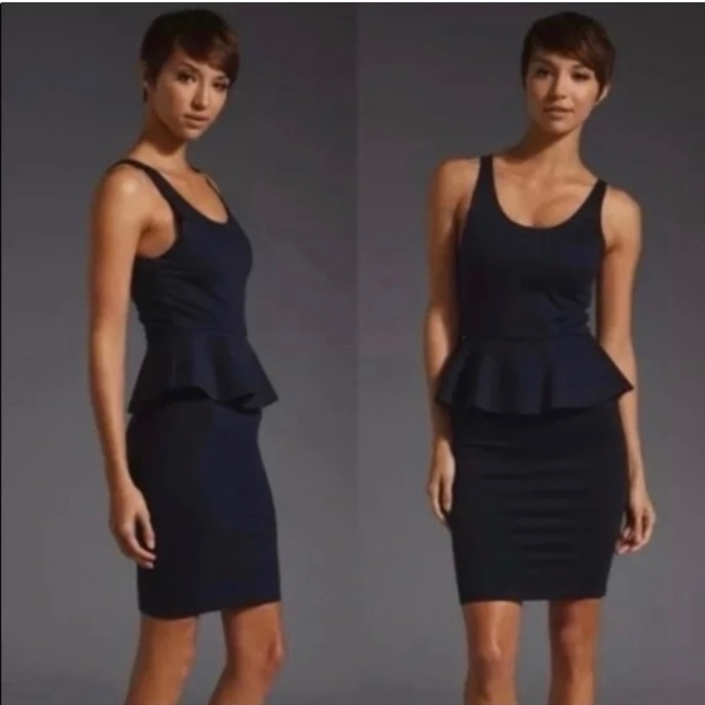 Black Dress - Aqua (Bloomingdale’s) Sleeveless Peplum Black Dress